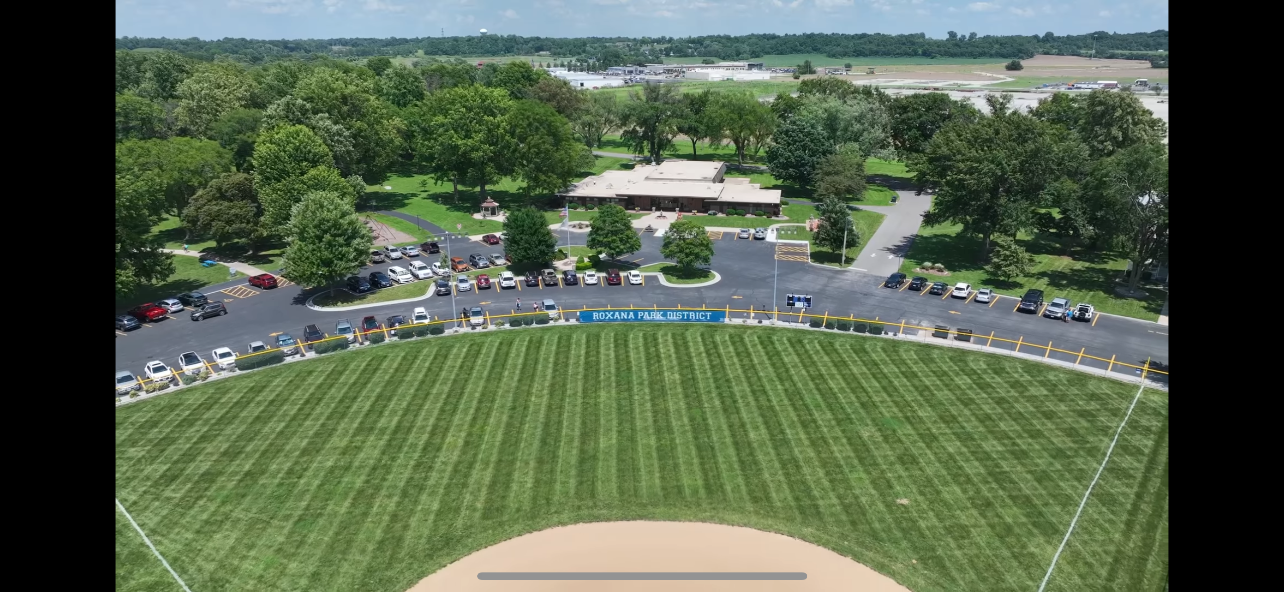 Aerial view of park ball fields